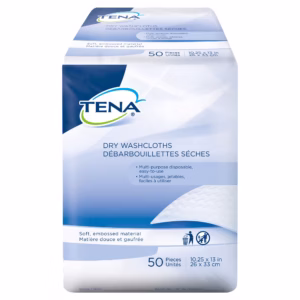Tena® Dry Washcloths, 10-1/4 x 13 Inch, 50 per bag
