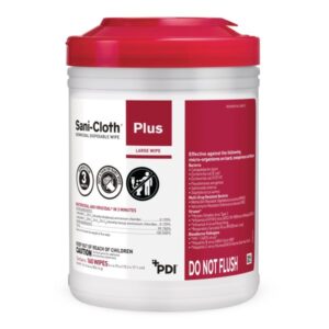 Sani-Cloth® Plus Germicidal Wipe Disinfectant Cleaner, Non-Sterile Canister, 6 x 6¾ Inch