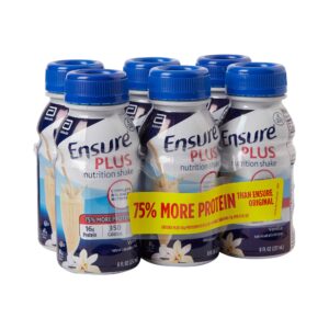 Ensure® Plus Nutrition Shake, Vanilla, 8 ounce bottle, 6 per pack